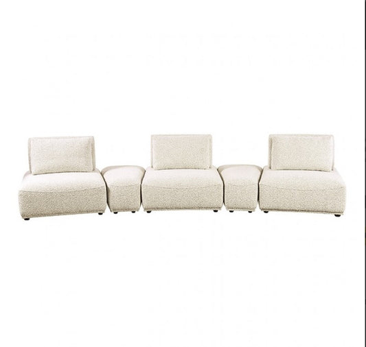 Stavanger Modern Modular Curved Sofa in Beige Boucle