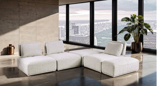 Stavanger Modern Modular L-Shape Sectional in Light Gray Boucle