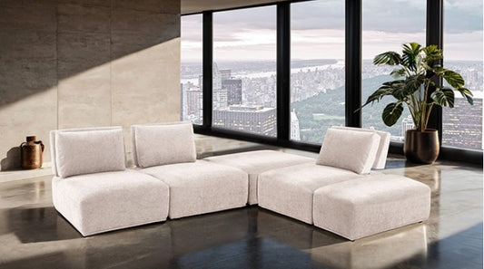 Stavanger Modern Modular L-Shape Sectional in Beige Boucle