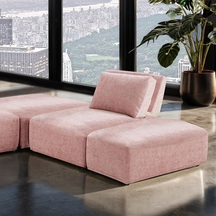 Stavanger Modern Modular L-Shape Sectional in Pink Boucle