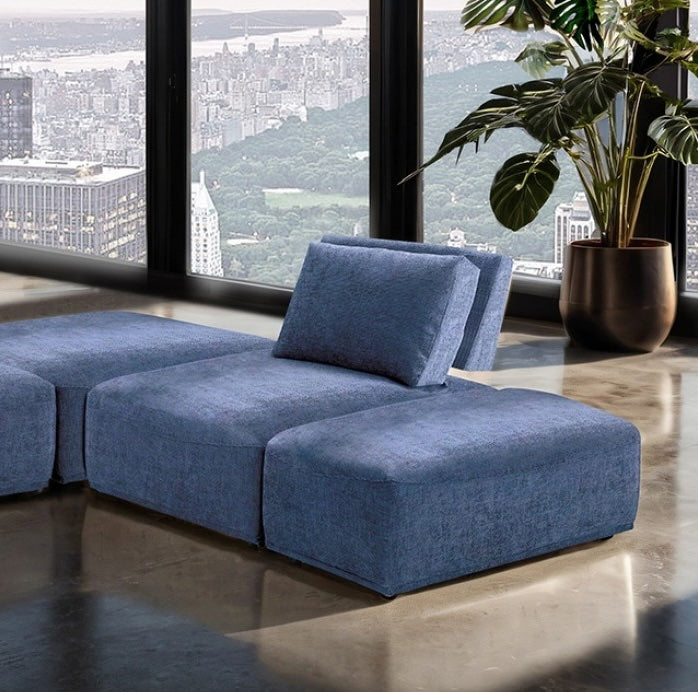 Stavanger Modern Modular L-Shape Sectional in Blue Boucle