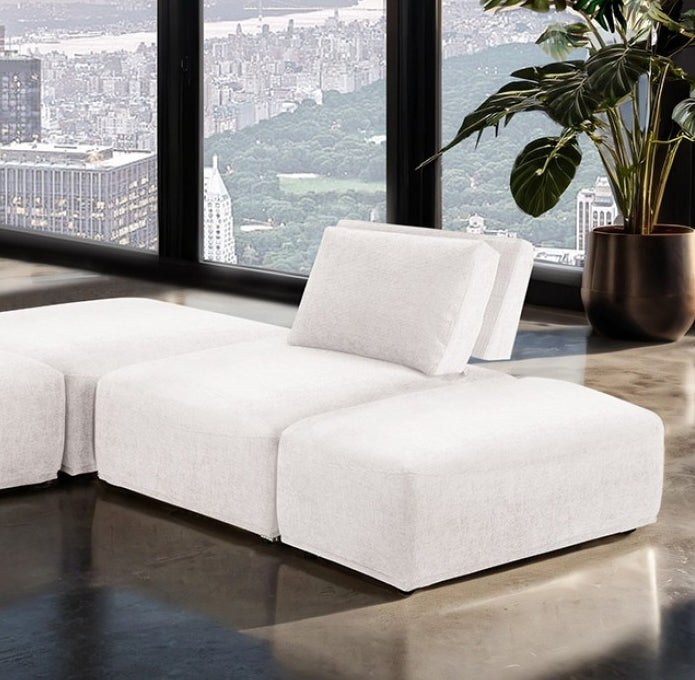 Stavanger Modern Modular L-Shape Sectional in White Boucle