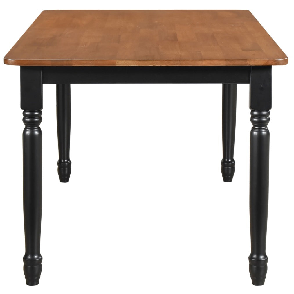 Hollyoak Farmhouse Rectangular Dining Table With Turned Legs Walnut And Black