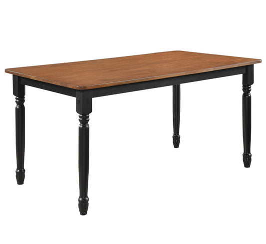 Hollyoak Farmhouse Rectangular Dining Table With Turned Legs Walnut And Black