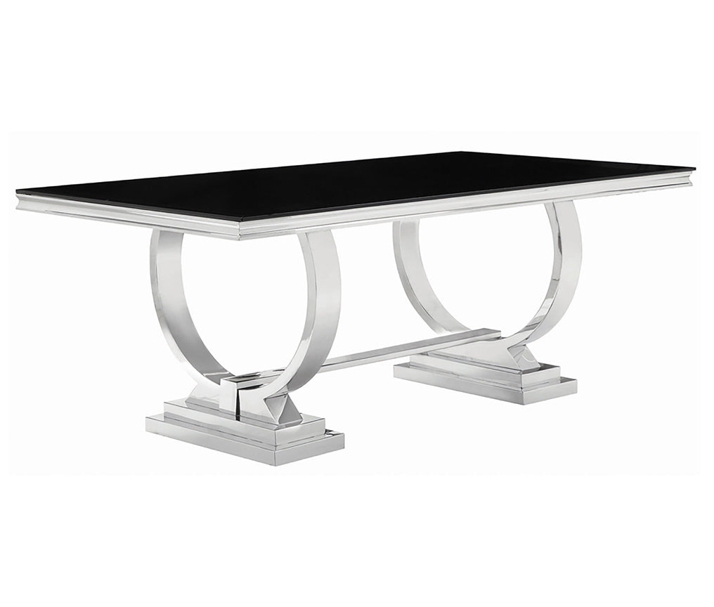 Antoine Rectangular Dining Table Chrome And Black