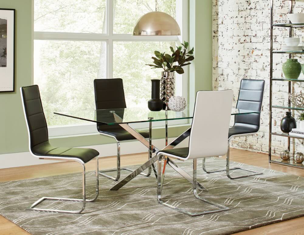 Carmelo X-Shaped Dining Table Chrome And Clear