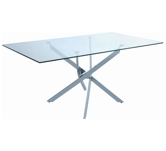 Carmelo X-Shaped Dining Table Chrome And Clear