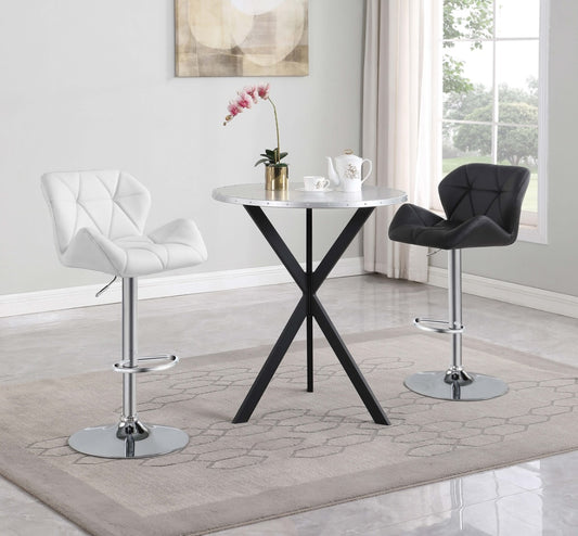 Kenzo Round Metal Top Bar Table Silver And Sandy Black