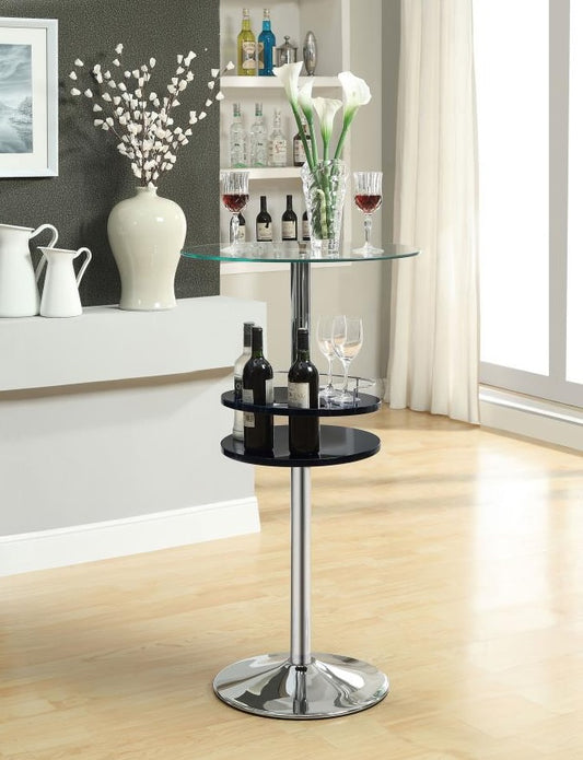 Gianella Glass Top Bar Table With Wine Storage Black And Chrome