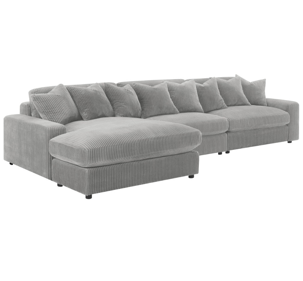 Blaine II Corduroy Upholstered Reversible Sectional Fog