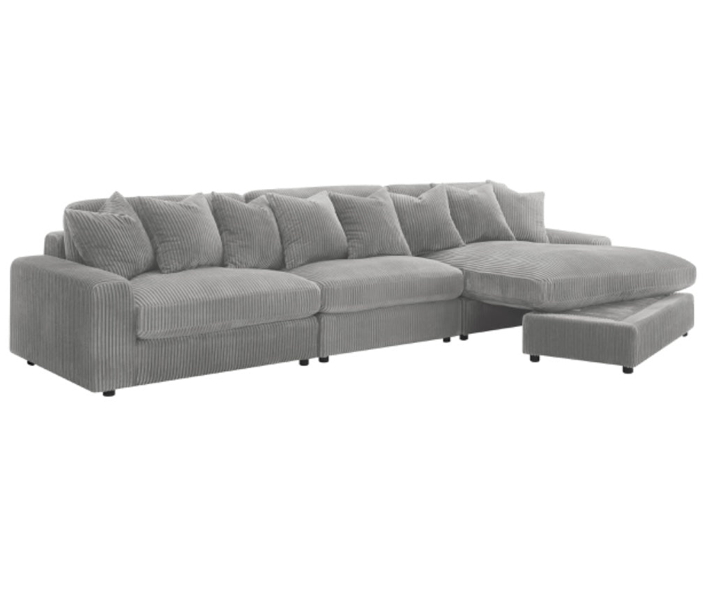 Blaine II Corduroy Upholstered Reversible Sectional Fog