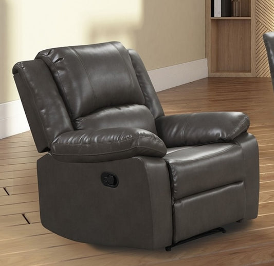 Letha Transitional Leatherette Recliner - Gray