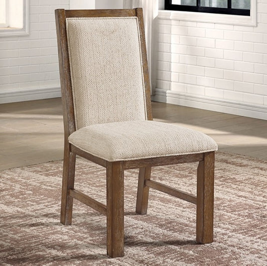 Monclova Transitional Side Chair Set of 2 - Rustic Oak & Beige