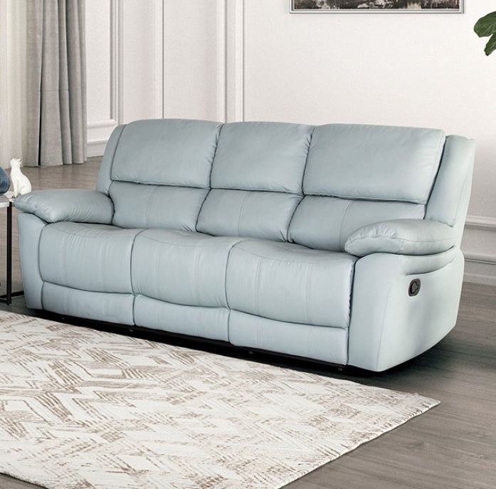 Glarus Transitional Leather Reclining Living Room Set - Powder Blue