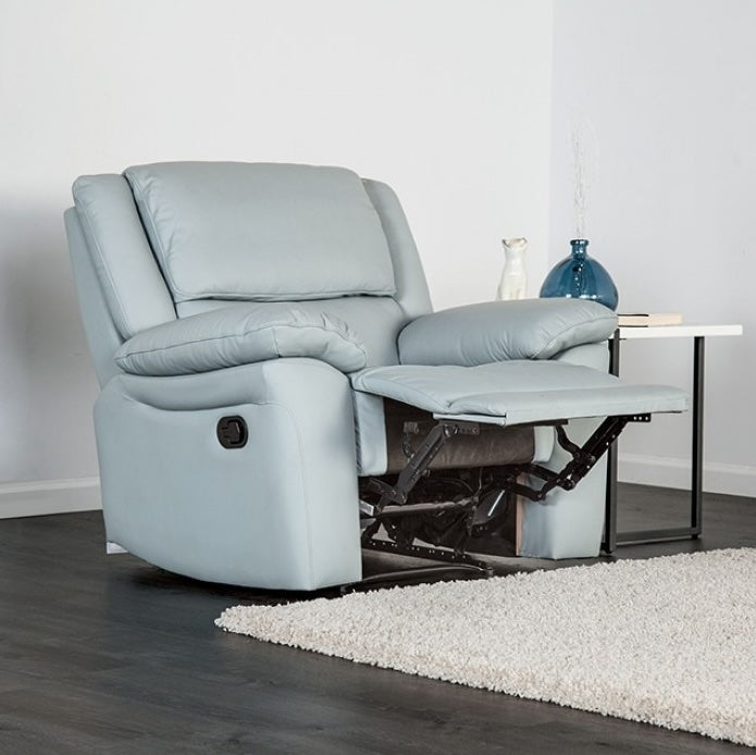 Glarus Transitional Leather Reclining Living Room Set - Powder Blue