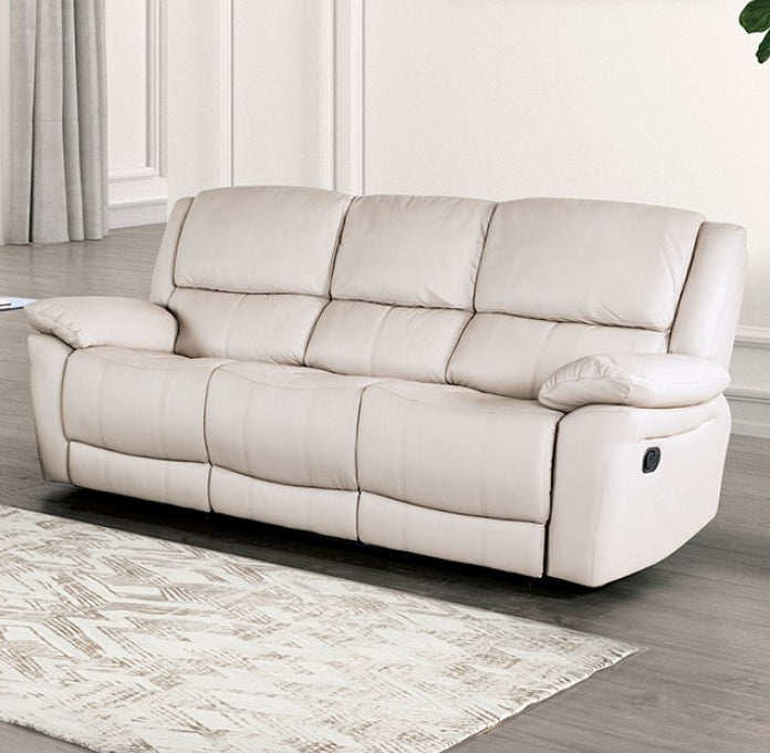 Glarus Transitional Leather Reclining Living Room Set - White