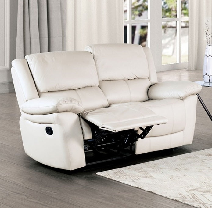 Glarus Transitional Leather Reclining Living Room Set - White