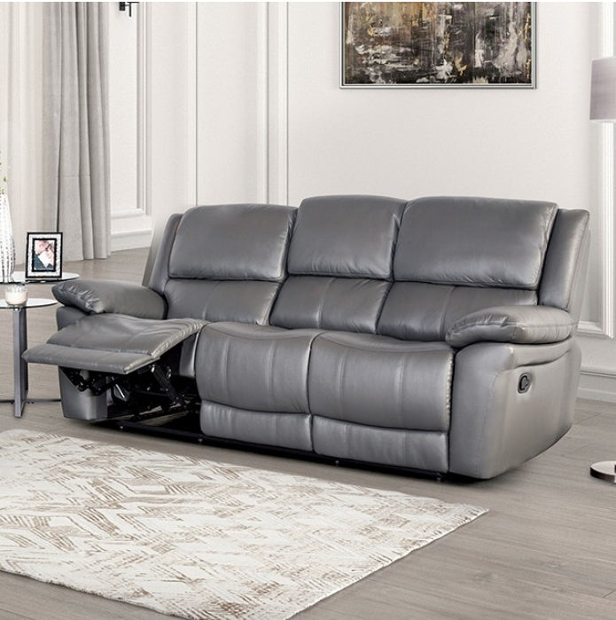 Glarus Transitional Leather Reclining Living Room Set - Dark Gray