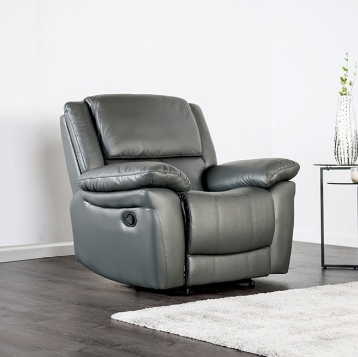 Glarus Transitional Leather Recliner - Dark Gray