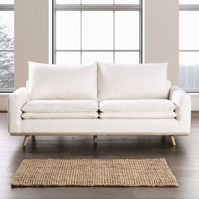 Monthey 82" Mid-Century Modern White Cotton Linen Sofa