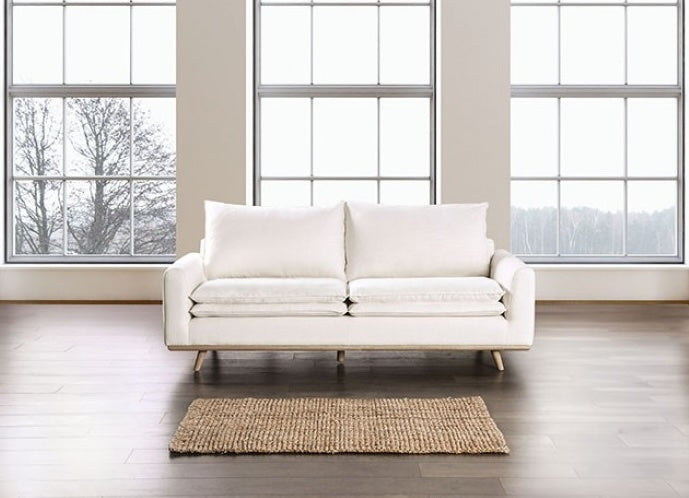 Monthey 82" Mid-Century Modern White Cotton Linen Sofa