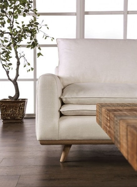 Monthey 82" Mid-Century Modern White Cotton Linen Sofa