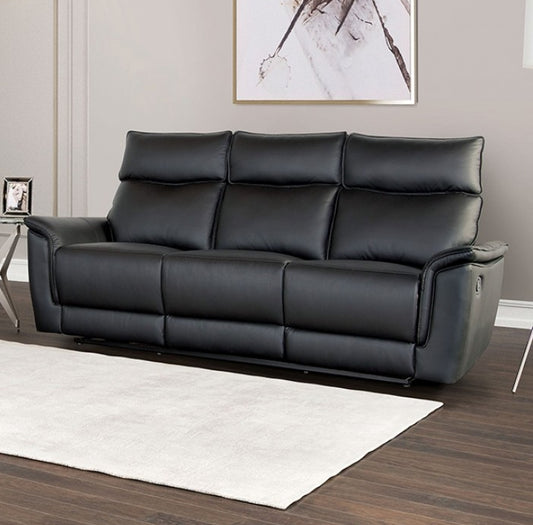 Bienne Transitional Leather Reclining Sofa - Black