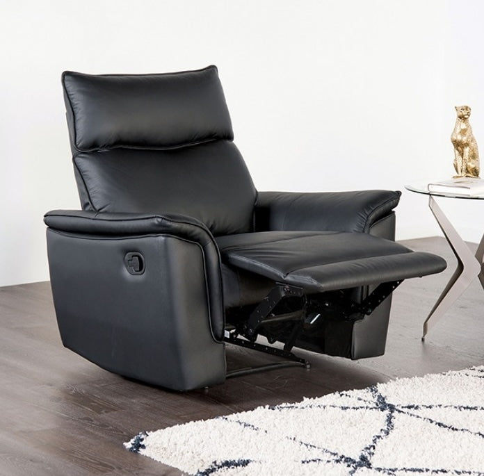 Bienne Transitional Leather Reclining Sofa - Black