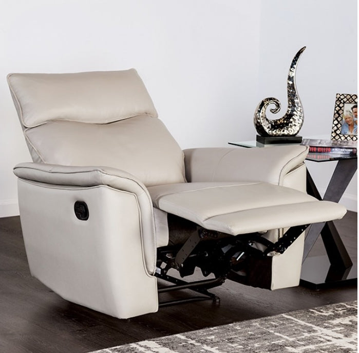 Bienne Transitional Leather Recliner - Taupe