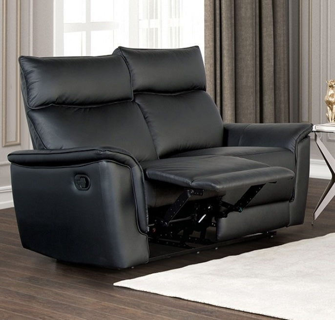 Bienne Transitional Leather Reclining Sofa - Black