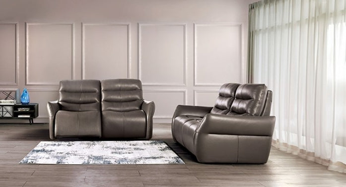 Granucci Transitional Powered Italian Leather Sofa - Gray