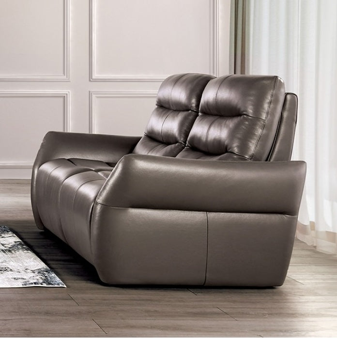 Granucci Transitional Powered Italian Leather Sofa - Gray