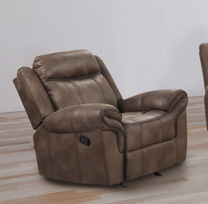 Agata Transitional Leatherette Reclining Sofa with Dropdown - Brown