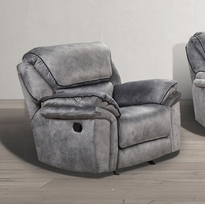 Themis Transitional Leatherette Reclining Sofa - Gray