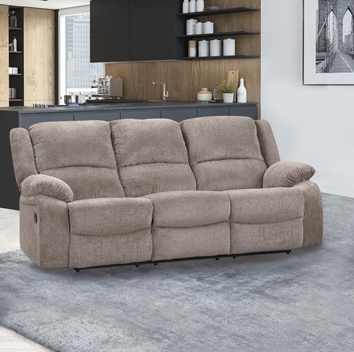 Cosimo Contemporary Chenille Reclining Living Room Set - Mocha