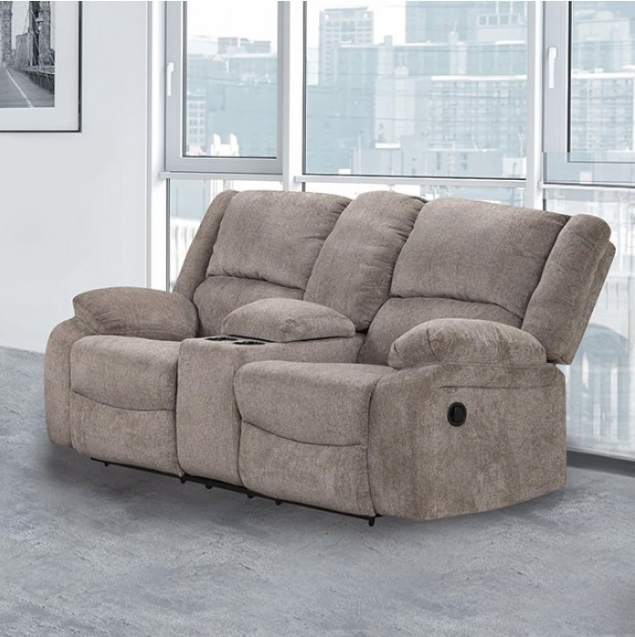 Cosimo Contemporary Chenille Reclining Living Room Set - Mocha