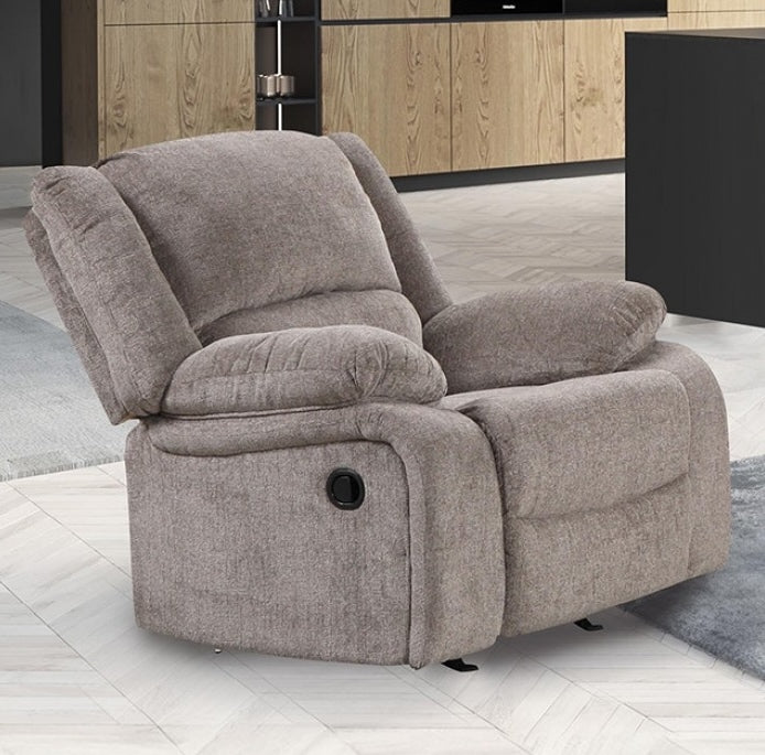 Cosimo Contemporary Chenille Reclining Living Room Set - Mocha