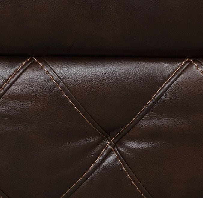 Osias Transitional Diamond Stitched Leatherette Reclining Sofa - Brown