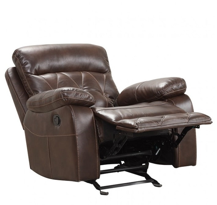 Osias Transitional Diamond Stitched Leatherette Reclining Sofa - Brown