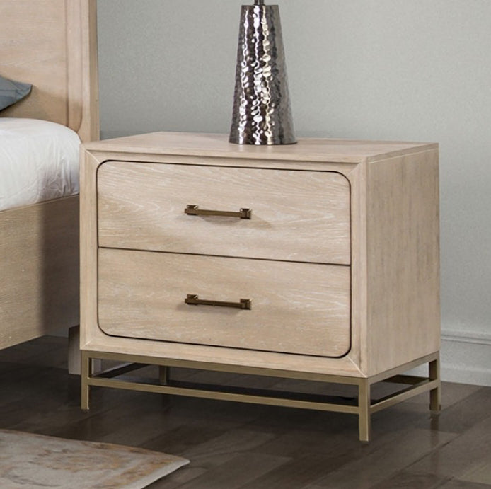 Sandes Transitional Nightstand with Gold Bar Pulls & Legs