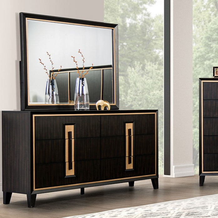 Kenyada Contemporary Dresser - Espresso & Gold