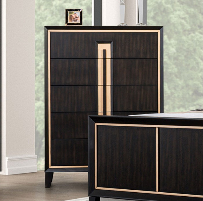 Kenyada Contemporary Chest - Espresso & Gold