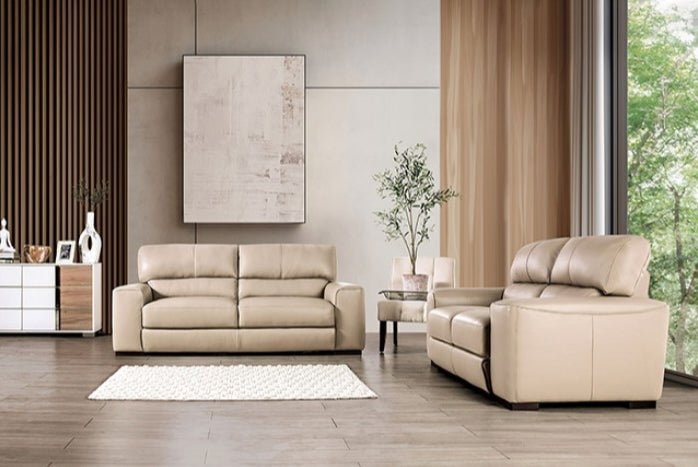 Marsicano Italian Leather Living Room Set - Taupe