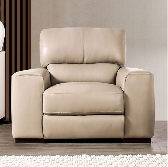 Marsicano Italian Leather Living Room Set - Taupe