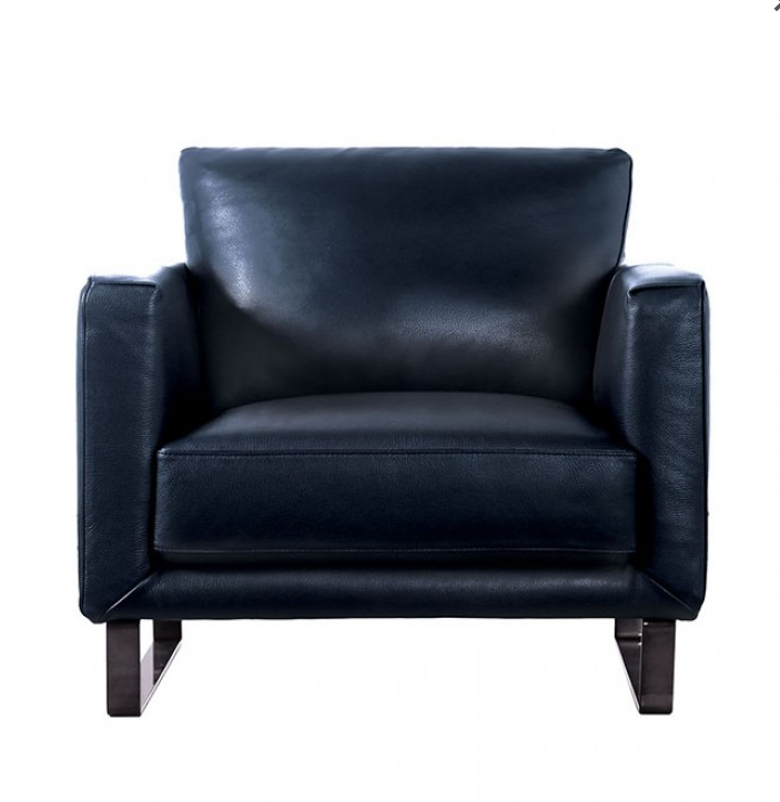 Mezzanotte Italian Leather Chair in Midnight Blue