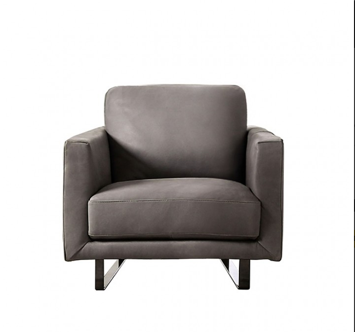 Mezzanotte Italian Leather Chair in Gray