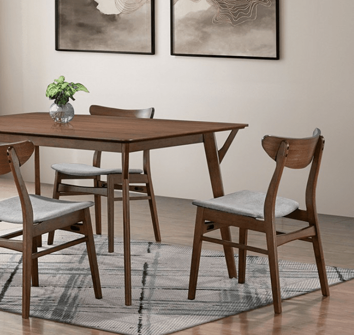 Skien 5PC Mid-Century Modern Dining Set in Walnut