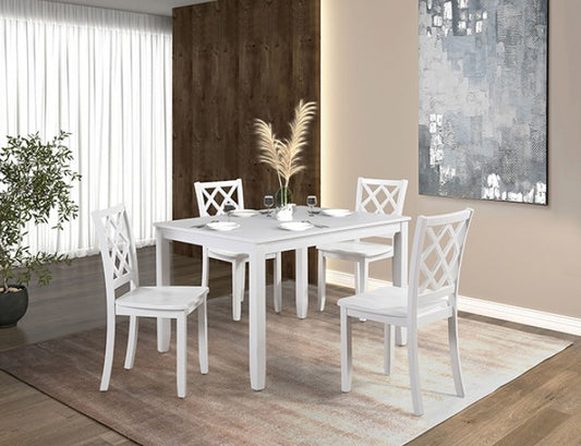 Yamhill 5PC Transitional Wooden Dining Set - White