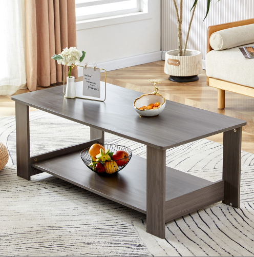 Max Modern Minimalist Coffee Table with Lower Shelf