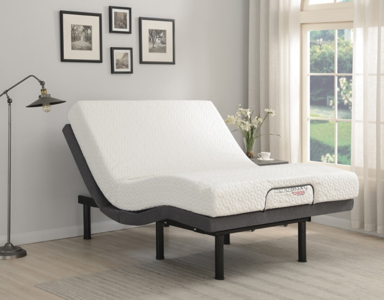 Clara Adjustable Bed Base - Gray & Black